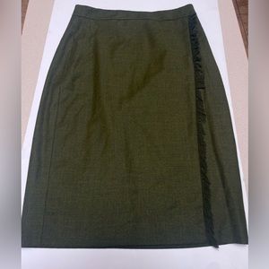 green j crew pencil skirt with fringe